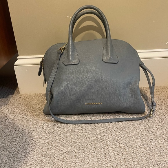 Burberry Light Blue Leather Greenwood Satchel - Picture 6 of 8